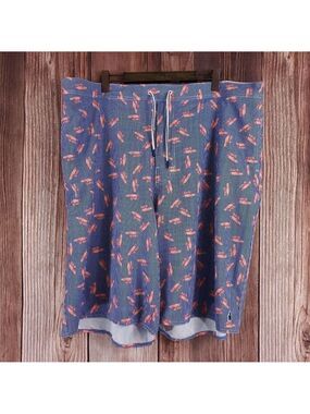 Johnnie-O Mens Size 3XLT Blue Surfboard Board Shorts Swim Trunks Unlined Beach